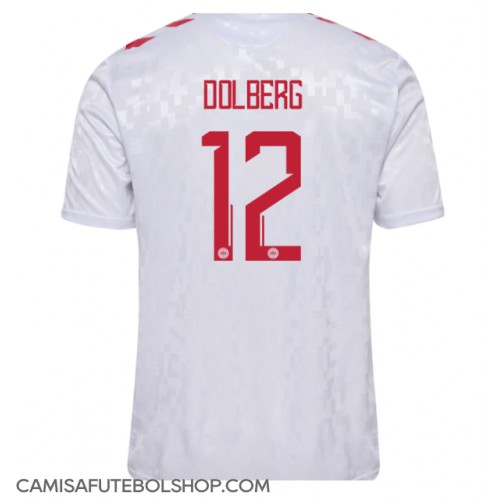 Camisa de time de futebol Dinamarca Kasper Dolberg #12 Replicas 2º Equipamento Europeu 2024 Manga Curta